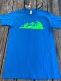 Neon T-Shirt- front features Colorado's Flat Irons, back features Neon's logo- blue and green front