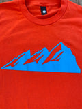Neon T-Shirt- front features Colorado's Flat Irons, back features Neon's logo- orange and blue detailed image of front