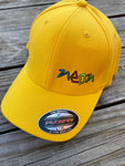 Yellow Flexfit Baseball hat with Neon Logo embroidered directly on hat