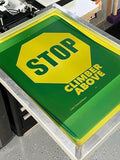 Screen print of Stop Climber Above. This custom print charge covers a one-time screen preparation fee for Belay Gates. You may upload your logo during purchase or provide it by email after purchase.